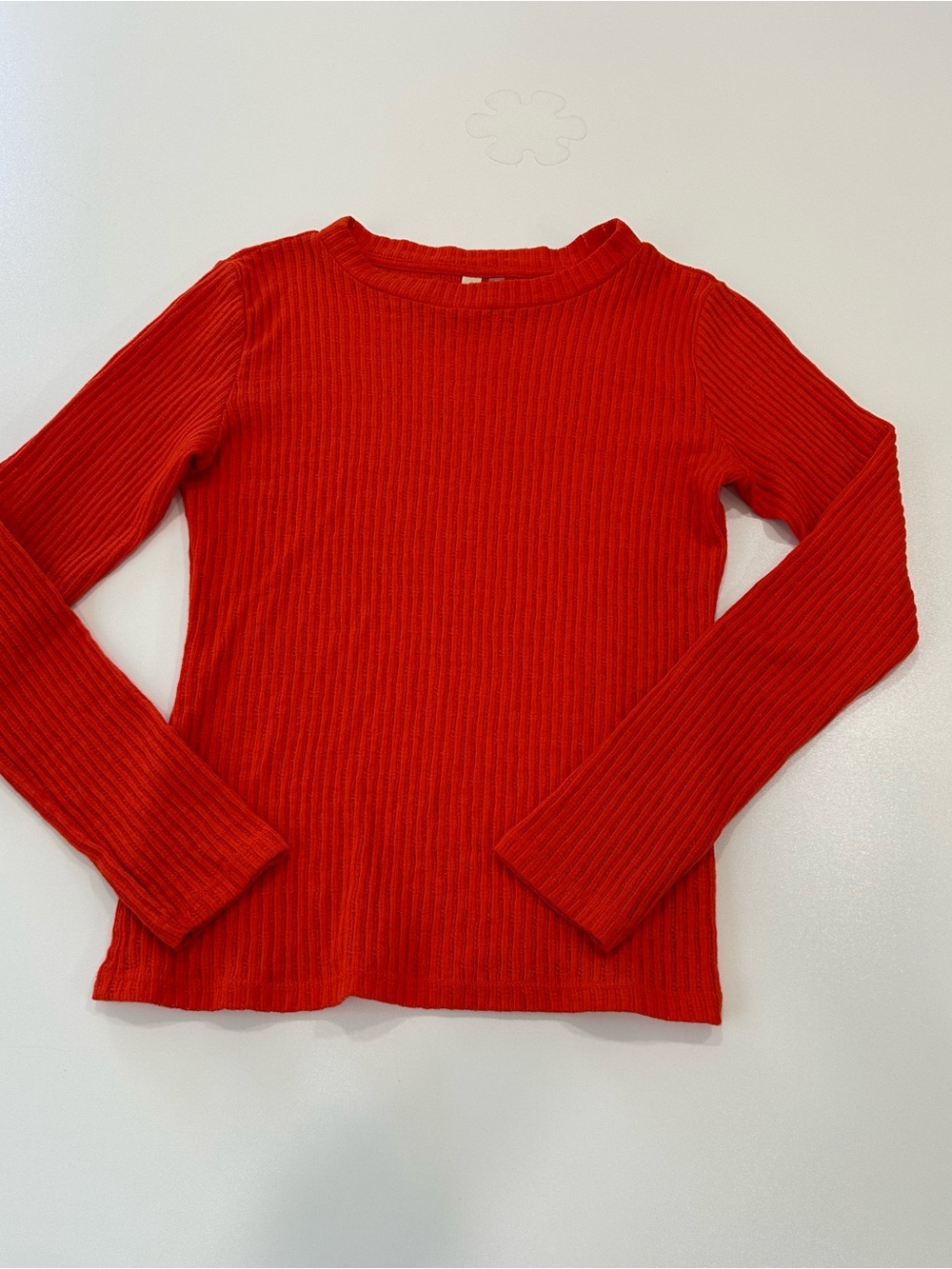 Pilcro Anthropologie Red Ribbed Knit Long Sleeve Top Womens Size XS Crew Neck